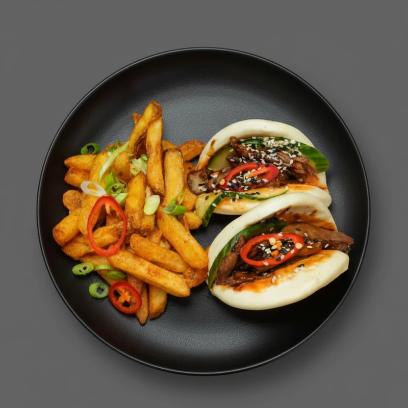 Duck bao buns & fries