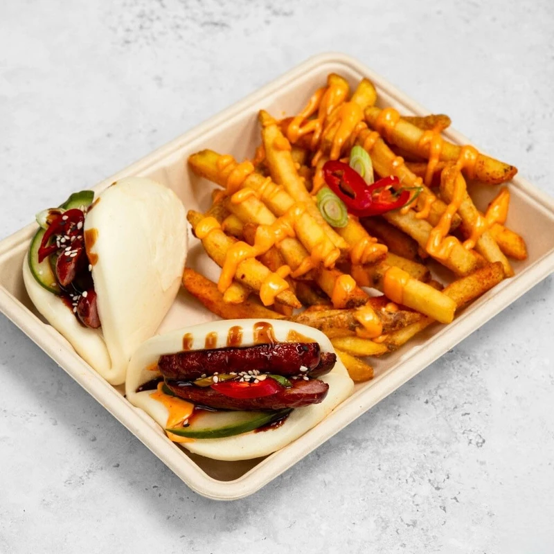 Pork Sausage Bao Bun & fries