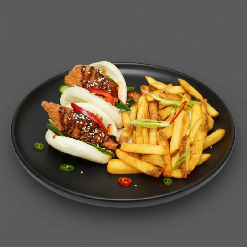 Chicken Bao Buns & fries