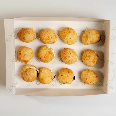 Brazilian Pão de Queijo, Cream Cheese & Jam