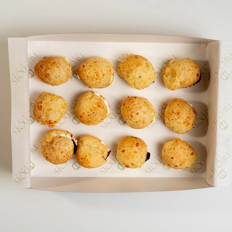 Brazilian Pão de Queijo, Cream Cheese & Jam