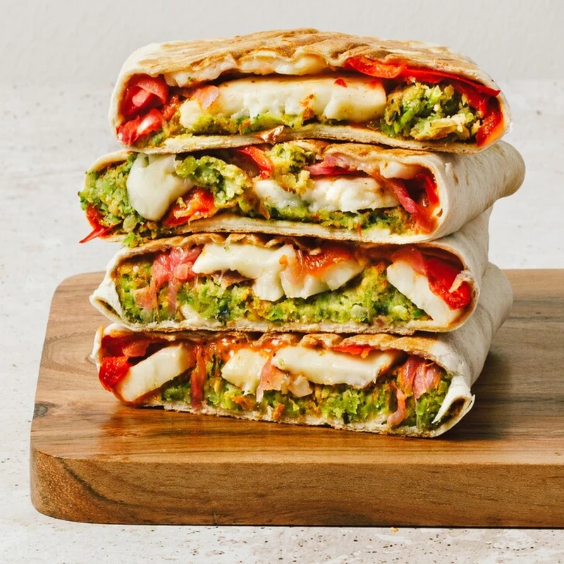 halloumi & falafel toasted wrap