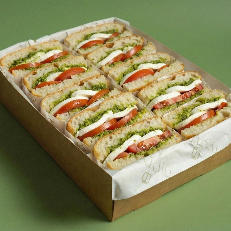 Mozzarella, Pesto & Sliced Tomato Focaccia