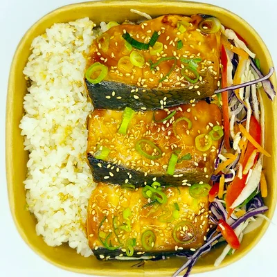 Salmon Teriyaki with White Rice